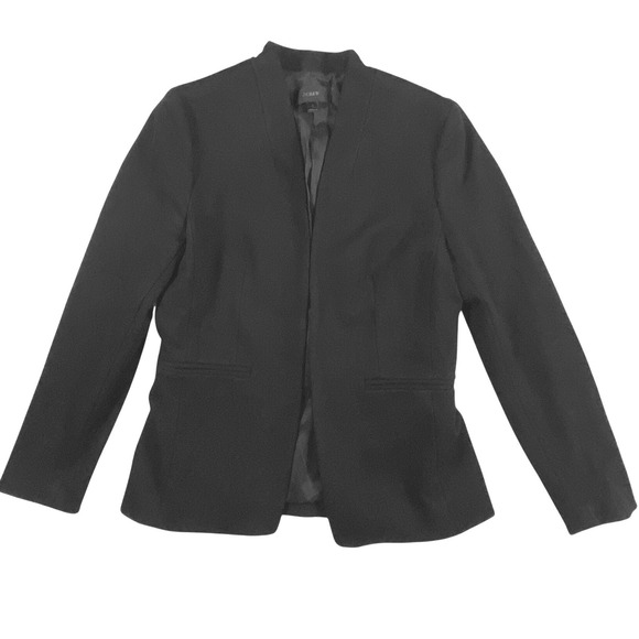 J. Crew Jackets & Blazers - J Crew Black Collarless V Neck Blazer Jacket‎ Womens Size 4